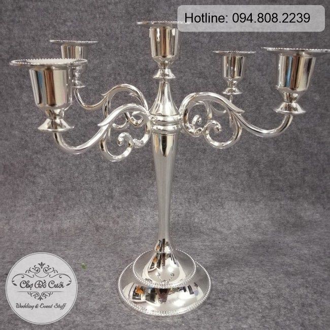 Chân nến 5 tay trang trí kiểu hoàng gia 27cm