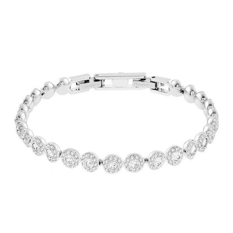 Vòng Tay Bạc S925 Cài Nút Tròn Đính Đá Độc Đáo Phong Cách Mới Thanh Lịch Cho Bạn Gái