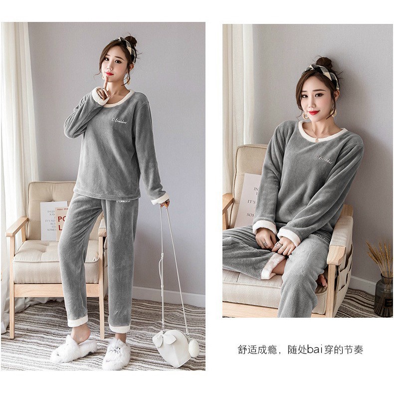 Bộ Đồ Ngủ Thu Đông Chất Liệu Băng Lông Nữ Dstudio Mẫu Mới, Siêu Mềm Mịn, Ấm Áp