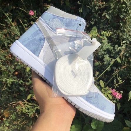 Giày thể thao Jordan 1 cao cổ Hyper Royal xanh nỉ, Giày sneaker JD1 xanh nỉ cổ cao siêu hot 2021 Full Box Bill