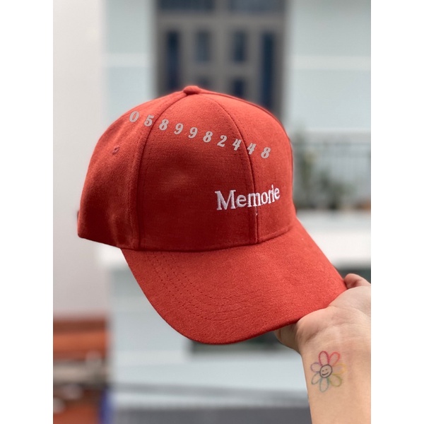 Nón Kết Nhung Vải Mịn Thêu Chữ Memorle Phong Cách Ulzzang Nam Nữ