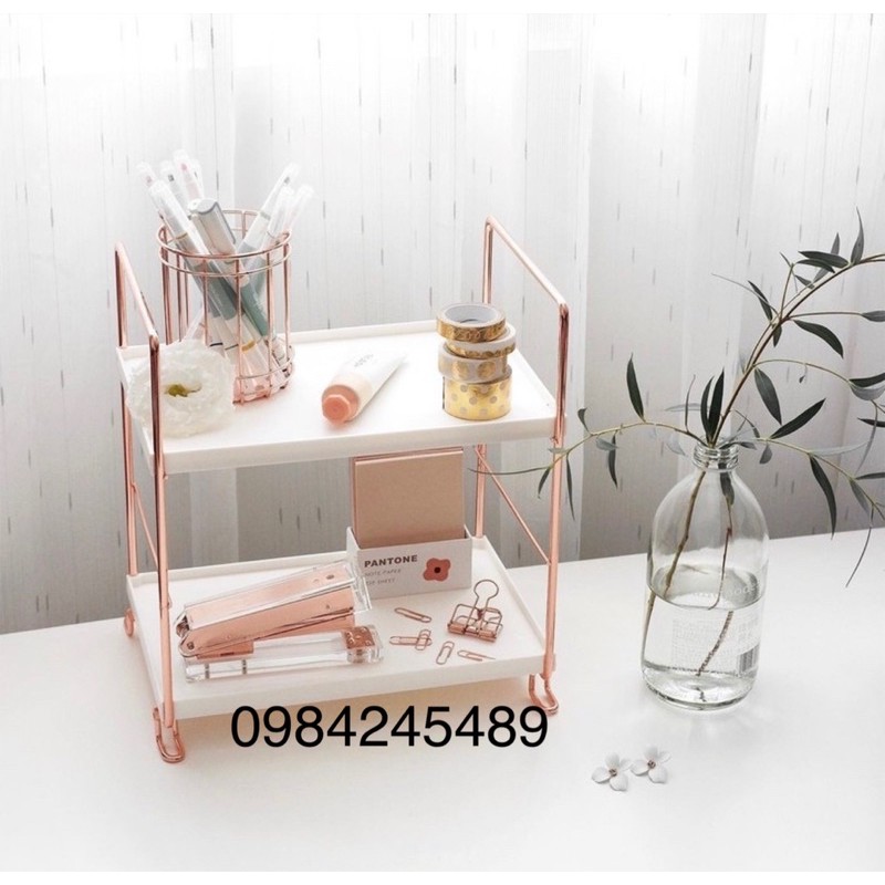 Kệ để đồ 2 - 3 tầng rose gold &quot;sẵn hàng&quot;