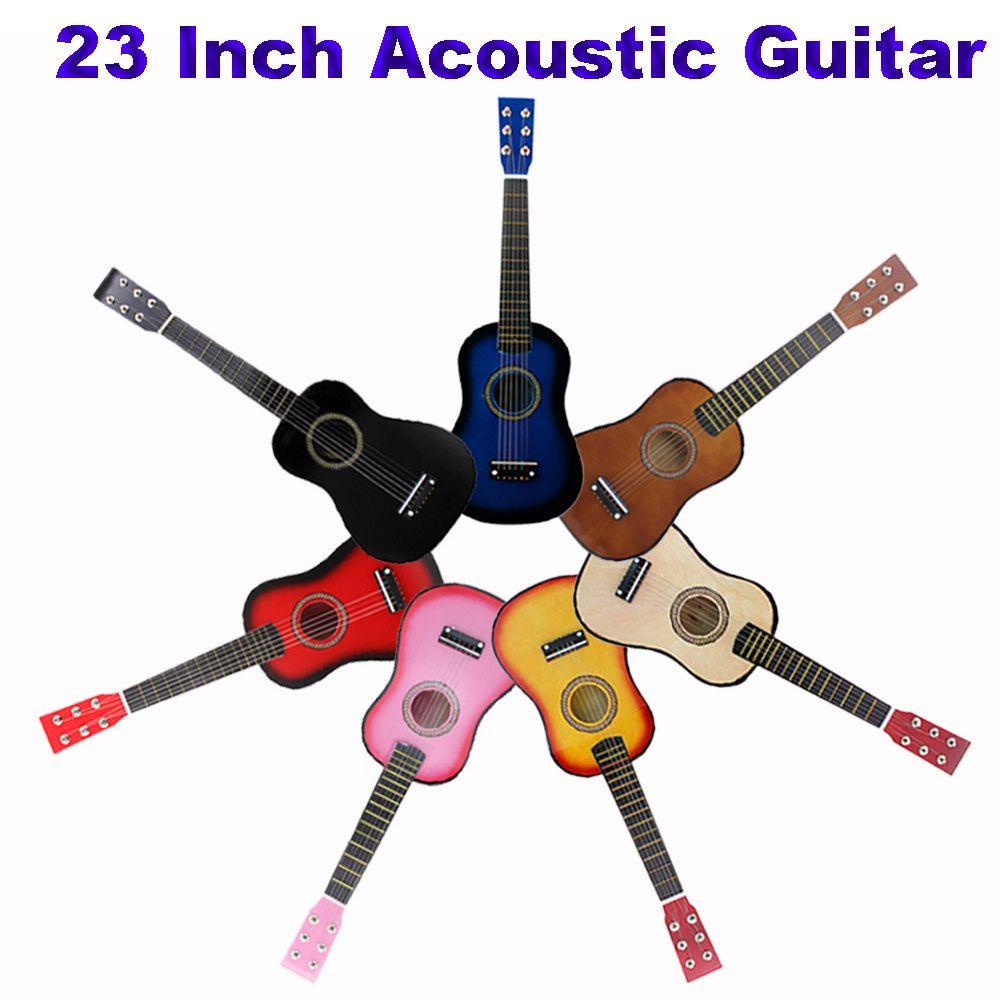 Đàn Ghita 6 Dây 23 Inch Bằng Gỗ Trơn Kích Thước Nhỏ Gọn Dành Cho Trẻ Em