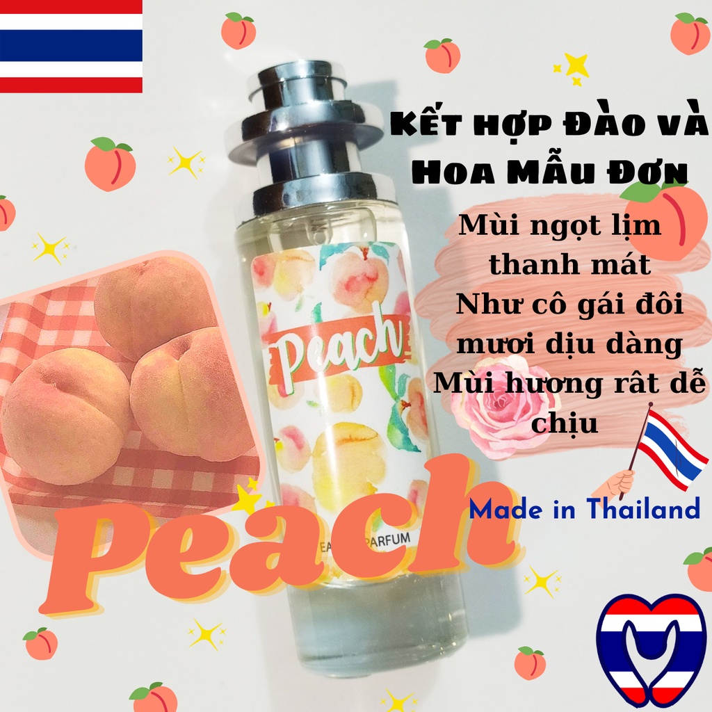 Nước hoa Thái Lan mẫu mới Peachy tươi mát mùi hương ngọt ngào trẻ trung chai thủy tinh 35ml