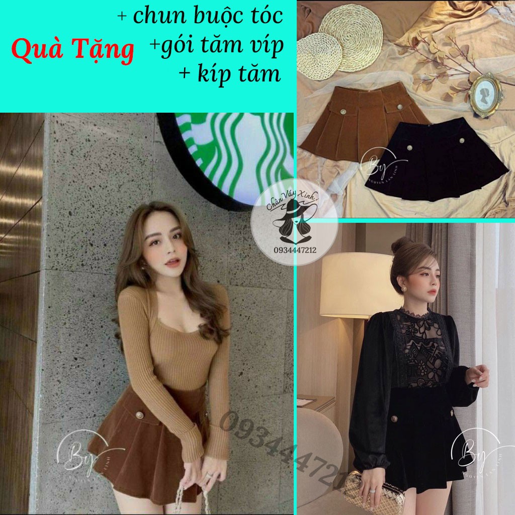 Chân Váy Nhung Cạp Cao Xếp Ly Nắp Túi...157...Cao Cấp { kho Sỉ } | BigBuy360 - bigbuy360.vn