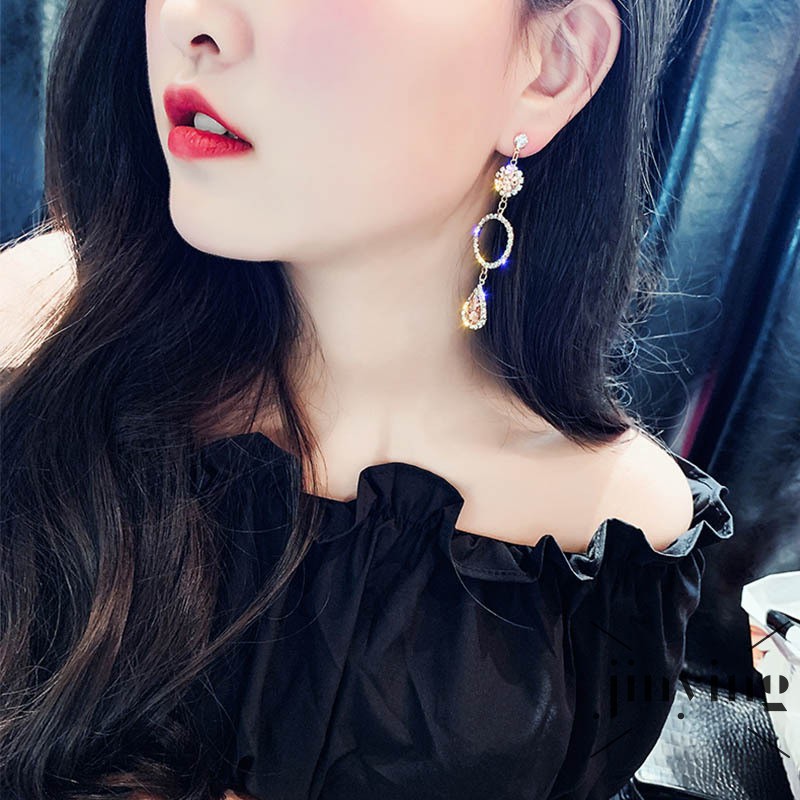 GETNOIVAS Đôi khuyên tai dài thiết kế độc đáo thời trang cho nữ