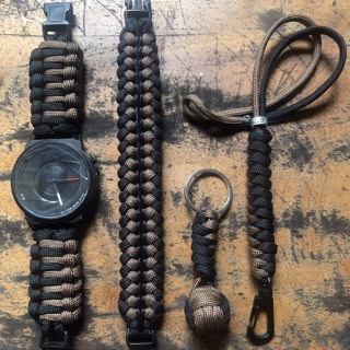 Combo vòng tay, dây đồng hồ, móc khoá và dây deo thẻ bằng dây sinh tồn - paracord