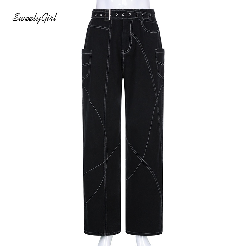 Quần Jeans Dài Lưng Cao Ống Đứng Màu Trơn Thời Trang Cho Nữ