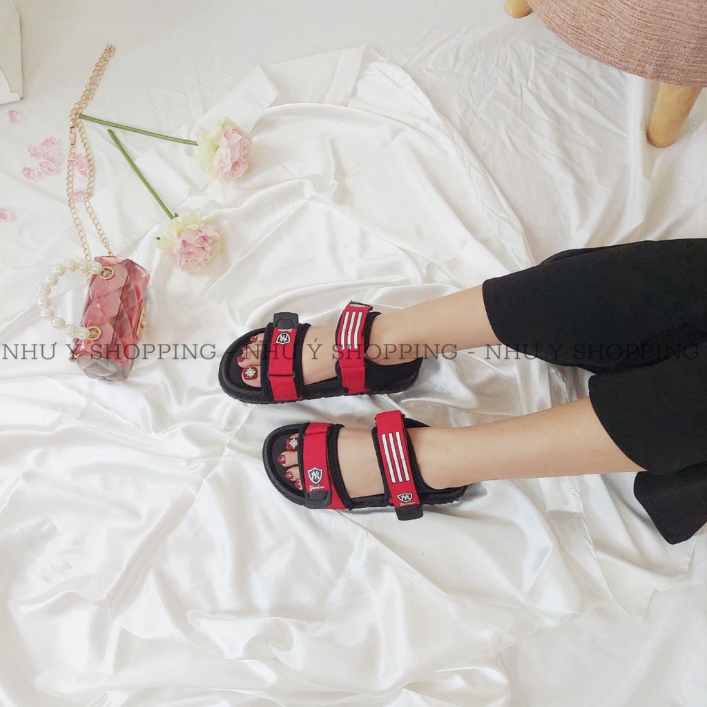 Giày sandal nữ đi học quai hậu khoá dán đế cao mang êm chân, bền đẹp - Sandal đỏ