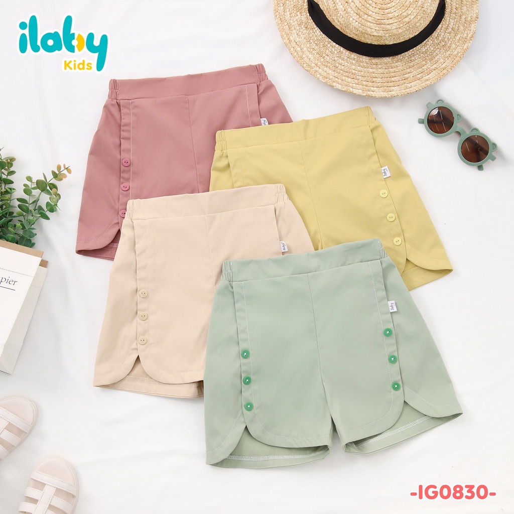 Quần cho bé gái ILABY phối cúc chất liệu kaki