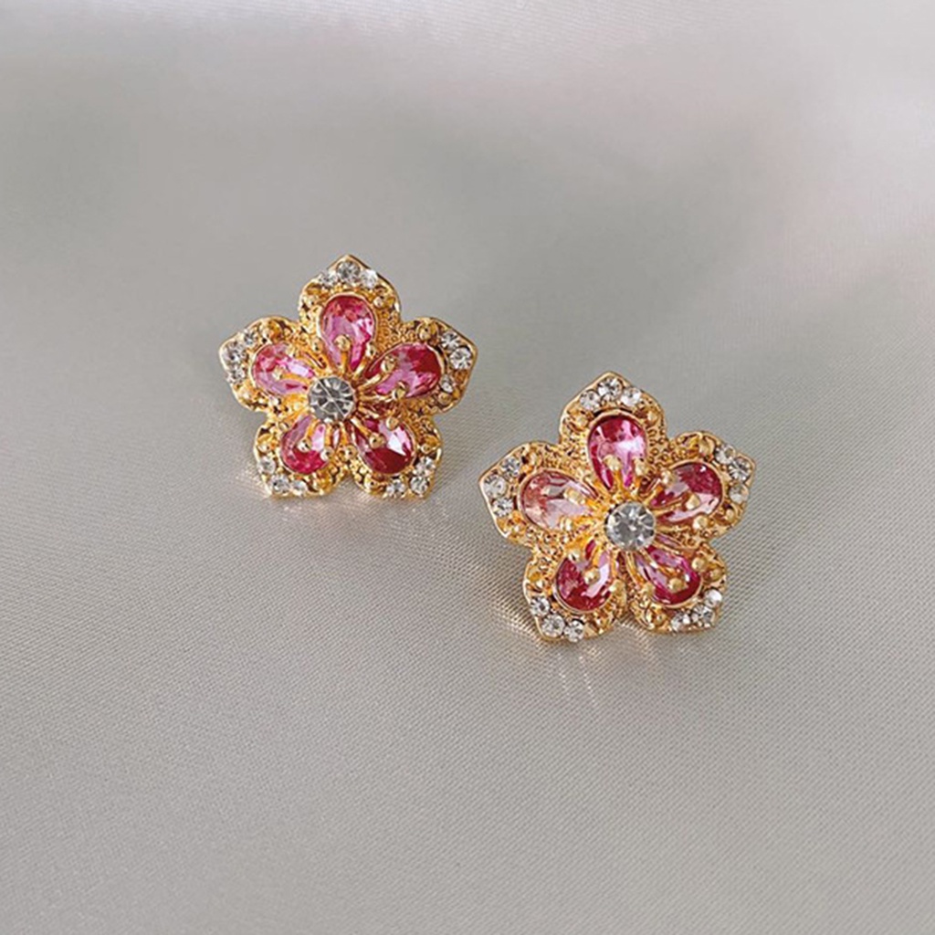 Đôi Bông Tai Hình Hoa Đính Đá Thời Trang Cho Nữ