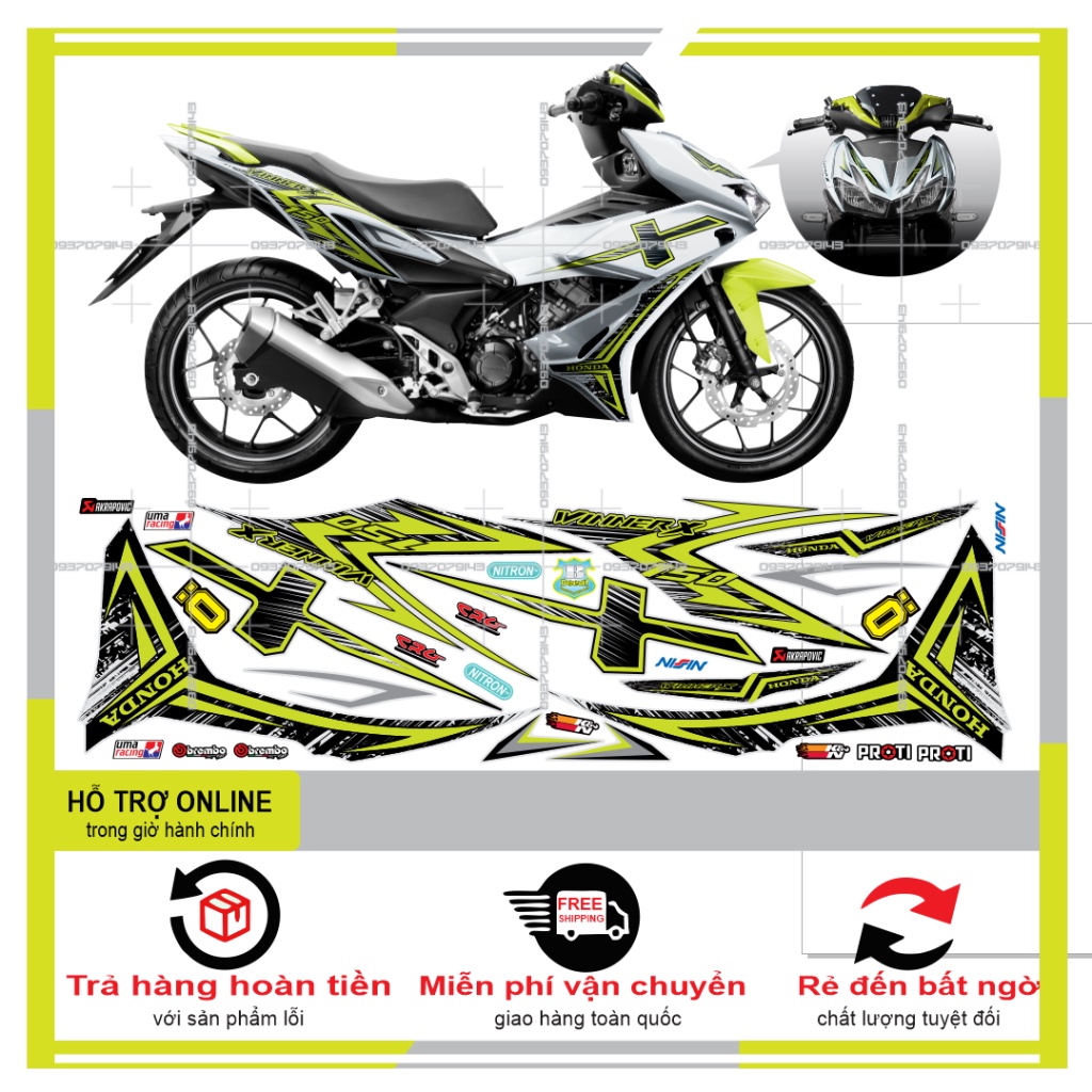 TEM XE WINNER X DÁN XE BẠC K03 -- SHIN DECAL 2