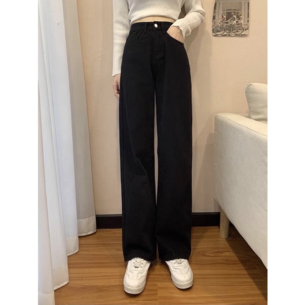 Quần jean ống rộng dài có nhiều màu baggy jean kaki nâu sữa trắng, xám, xanh denim đậm nhạt, hồng