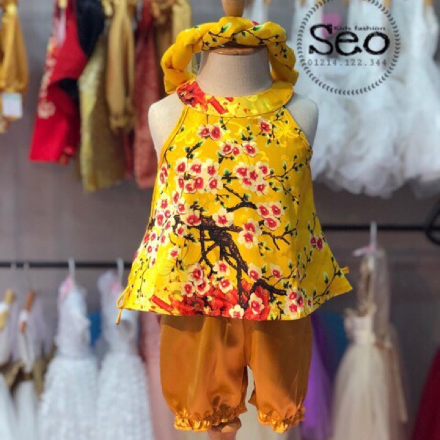 Sét bộ gấm bé áo váy mấn