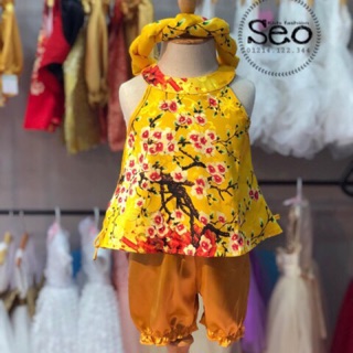 Sét bộ gấm bé áo váy mấn