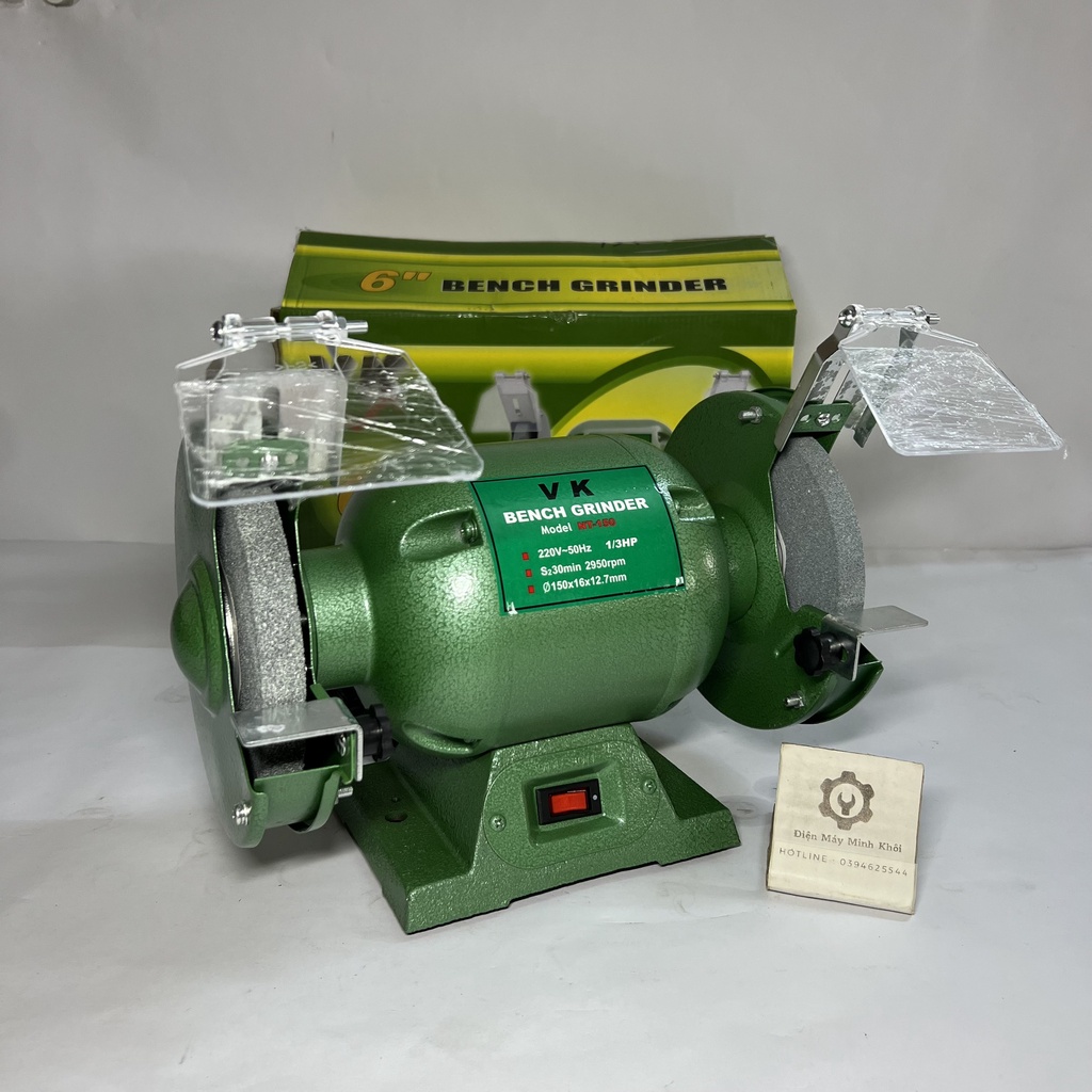 Máy mài bàn 2 đá  6''  250W| Máy mài cố định 2 đầu VK  150MM 1/3HP( kèm 2 đá theo máy)