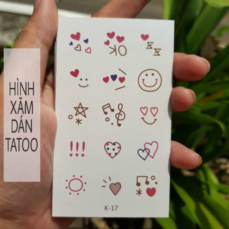 Hình xăm mini cartoon k17. Xăm dán tatoo mini tạm thời, size &lt;10x6cm