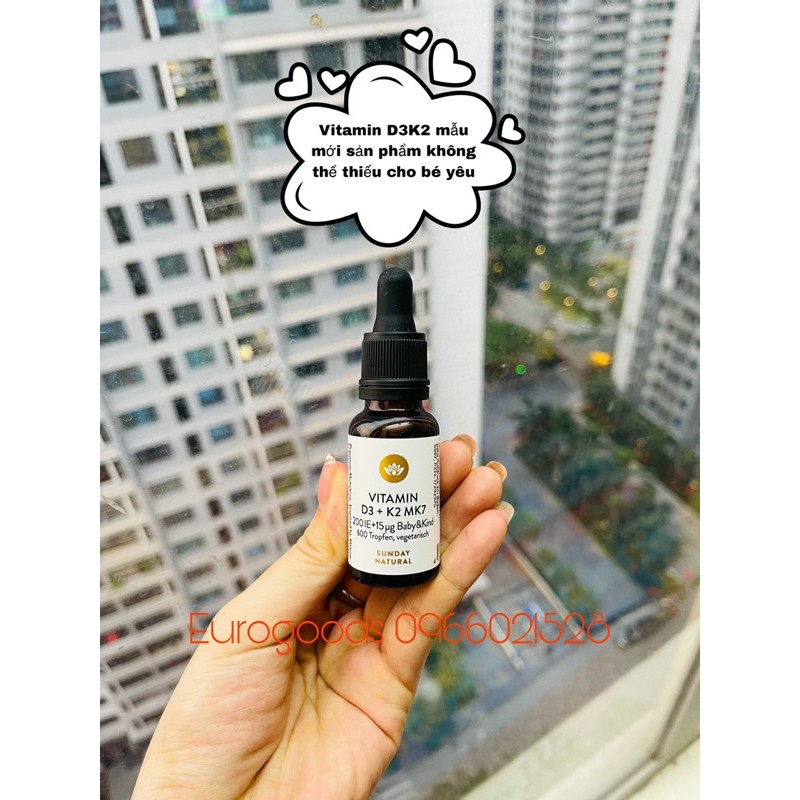 Vitamin D3 K2 MK7 Sunday Natural 20ml Đức [Date 2023]