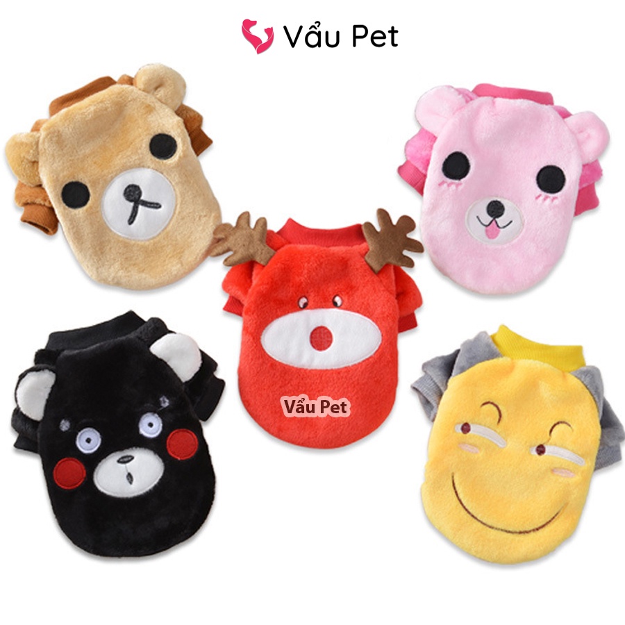 Áo cho chó mèo chất lông hình mặt thú mùa đông - Quần áo cho chó poodle, con, lớn, mèo, thú cưng Vẩu Pet Shop