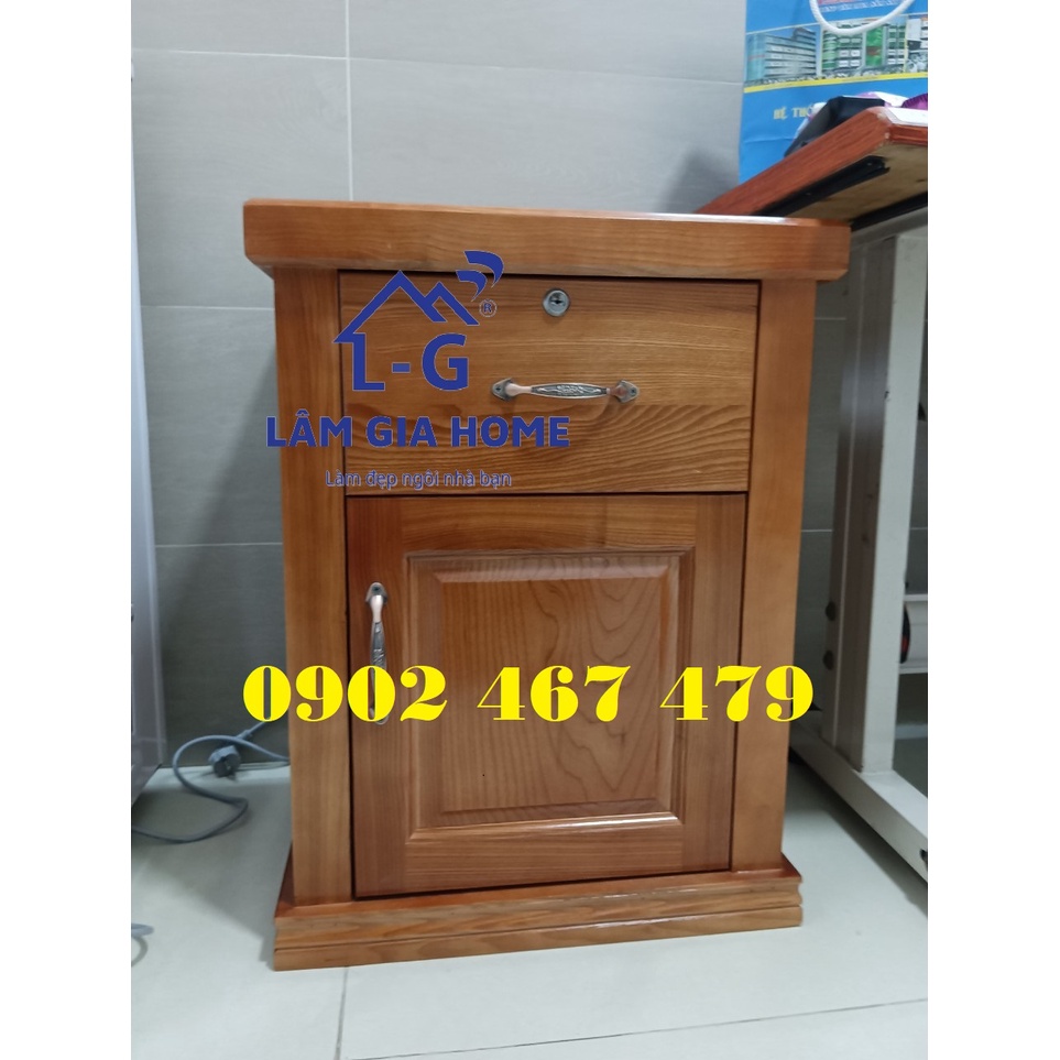 TỦ ĐẦU GIƯỜNG GỖ SỒI CAO 60CM CÓ 2 HỘC