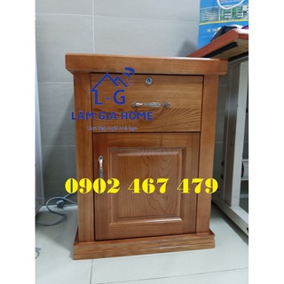 Tủ đầu giường gỗ sồi cao 60cm có 2 hộc
