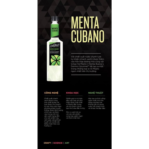 Siro Mojito Davinci Gourmet (DVG Menta Cubano Mixologist Syrup) - chai 750ml