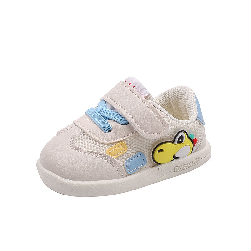 SUGE Giày Sneaker Phối Lưới Thoáng Khí Đế Mềm Chống Trượt Màu Trắng Thời Trang Cho Bé Trai Và Gái