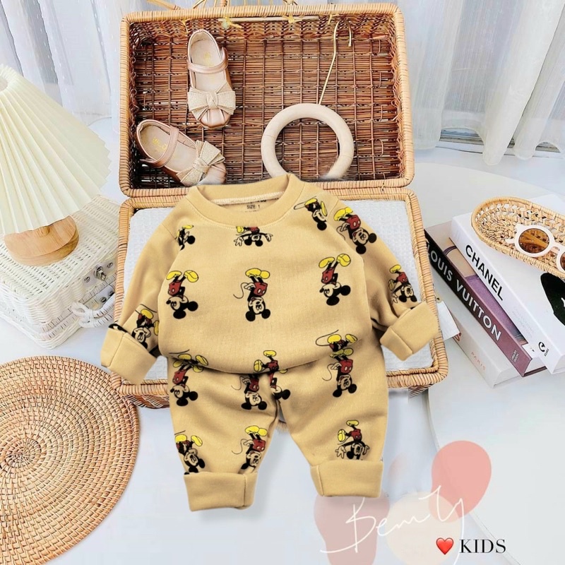 Bộ nỉ bông hình Micky cho bé trai, bé gái K092