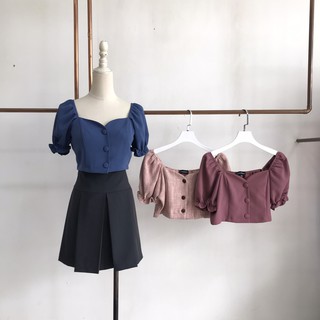 YU CHERRY | Áo nữ Puff Button Croptop YA338