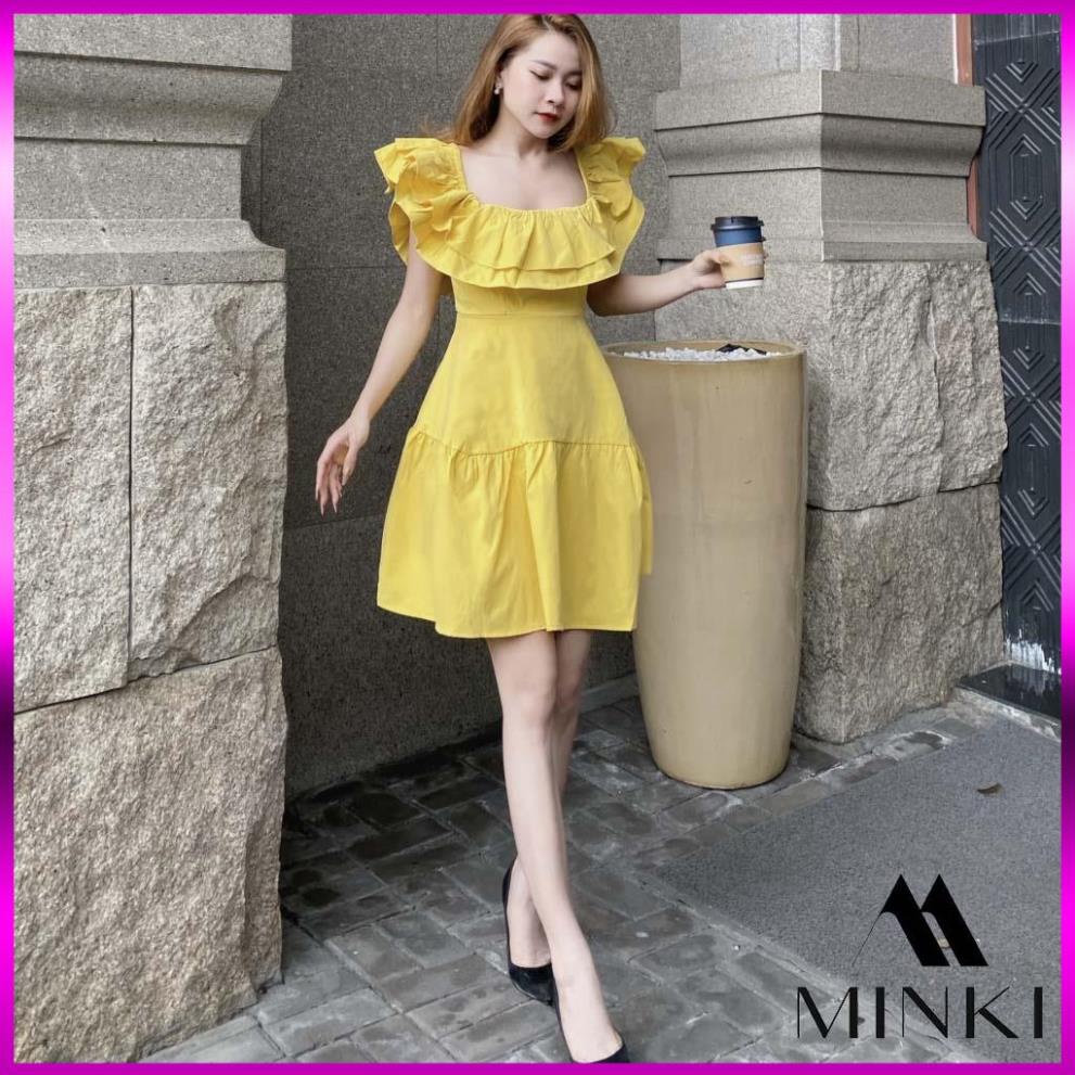 [TTTK] ĐẦM VÀNG TRẮNG BẸT VAI - CHẤT LIỆU CAO CẤP - MÀU TRẮNG , VÀNG [2021] | BigBuy360 - bigbuy360.vn