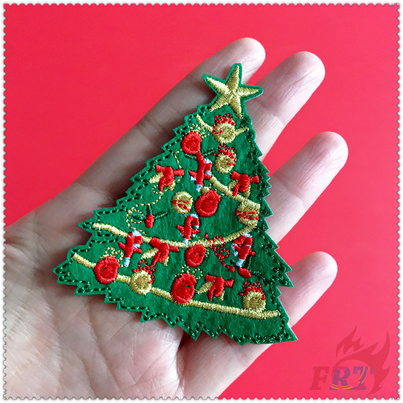 ✿ Giáng sinh vui vẻ!Miếng Dán Ủi Lên Quần Áo ✿ Sticker Ủi Thêu Hình Ông Già Noel / Cây Thông / Bánh Gừng / Người Tuyết 1 Cái