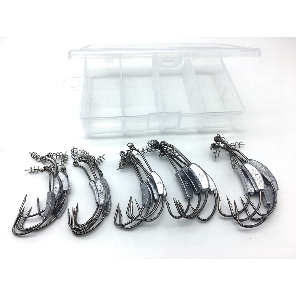 Hộp 25 Lưỡi Câu Cá Bằng Chì Nguyên Khối Kèm Móc Lò Xo Mềm Mại Tiện Dụng