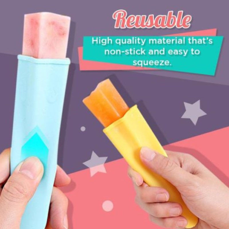 Khuôn Làm Kem 4 Ngăn Hình Ngôi Sao Bằng Silicone Cấp Thực Phẩm Có Thể Tái Sử Dụng