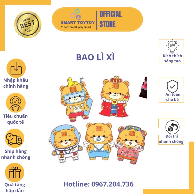 Bao lì xì chibi con hổ hoạt hình hot hit 2022 3D mới ngộ nghĩnh dễ thương