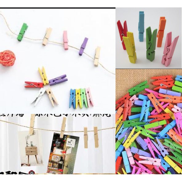 Gói 50 kẹp treo ảnh +5 mét dây treo đủ size
