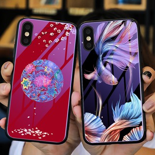 Ốp điện thoại chất liệu silicon mặt kính cường lực phía sau dành cho Iphone Xs
