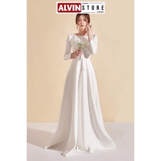 Đầm Dạ Hội Kiểu Tay Dài Cổ Thuyền Phối Nút Sang Trọng Quyến Rũ Alvin Store 0959
