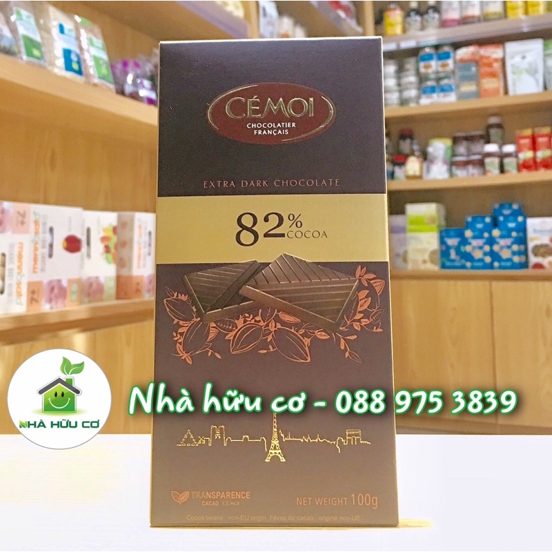 Socola đen 82% cacao dạng thanh Cémoi 100g - Date: 1/3/2023 - Nhà hữu cơ