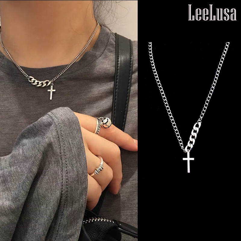 SUXI Vòng cổ choker thiết kế sợi xích mặt chữ thập thời trang cá tính