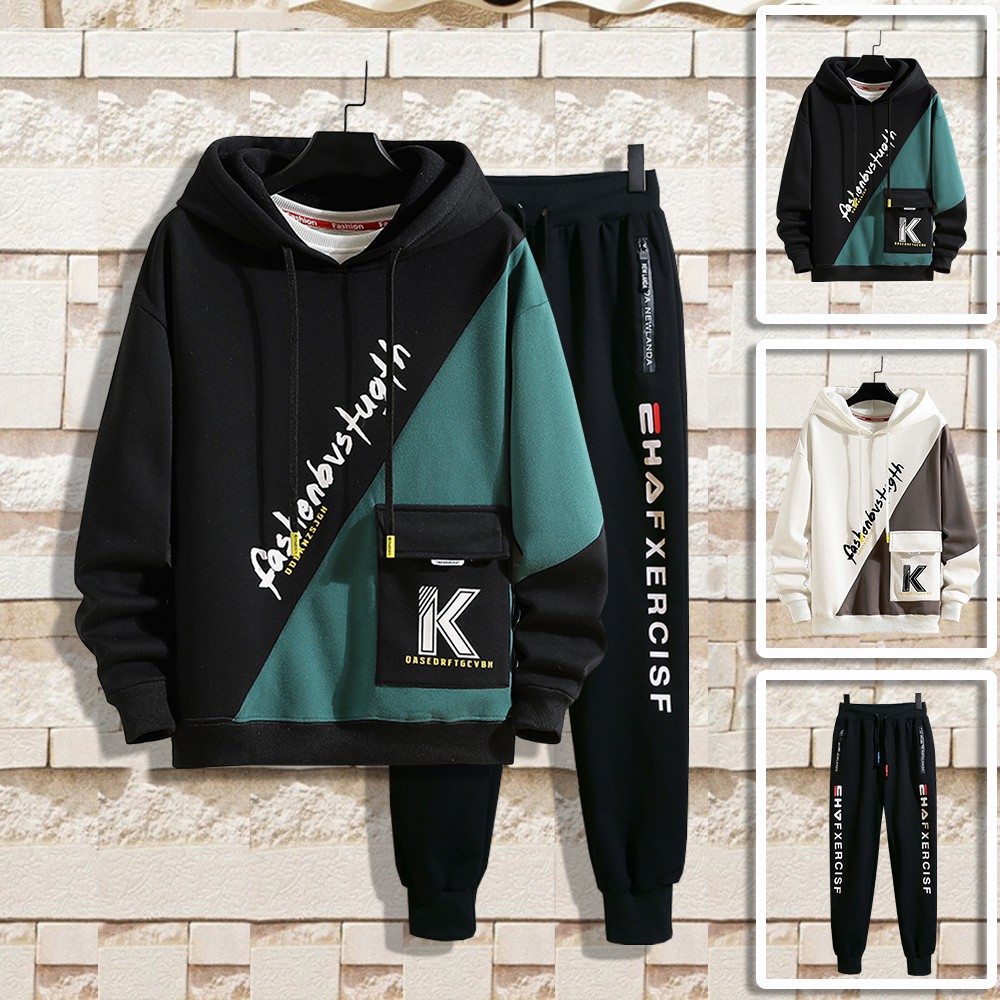 Bộ Quần Áo Nỉ Nam Áo Hoodies Có Mũ Phối Túi Chữ K Kết Hợp Quần Jogger Bo Gấu Năng Động SEPTEMBERGIRL SET NAM 90000144