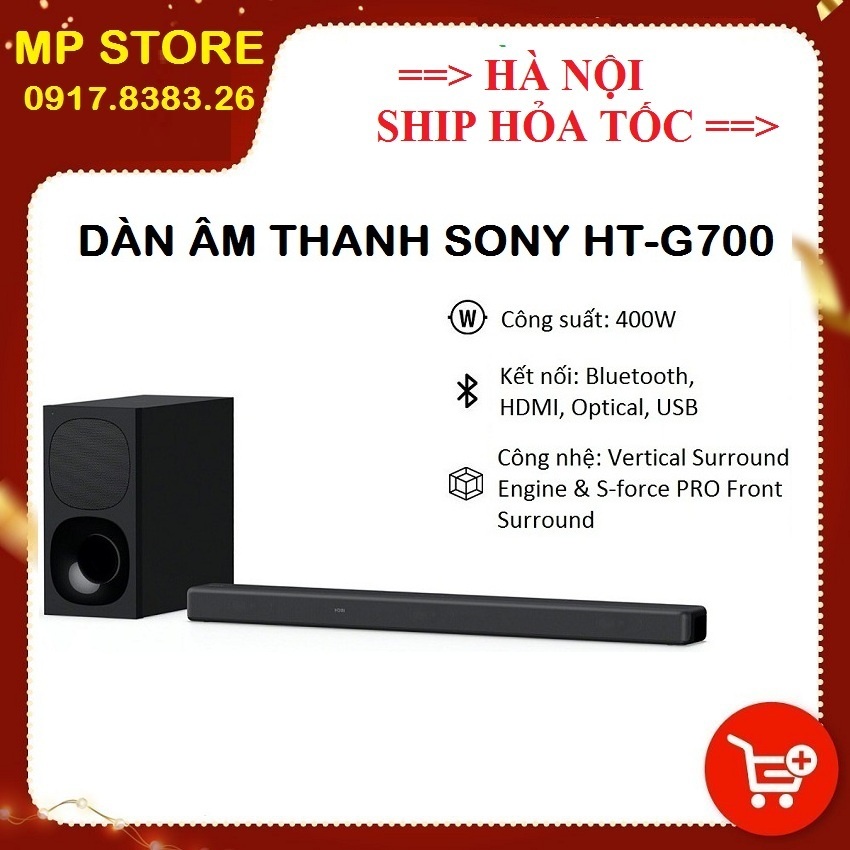 Dàn âm thanh 3.1 Sony HT-G700 - Hàng chính hãng, bảo hành 12 tháng