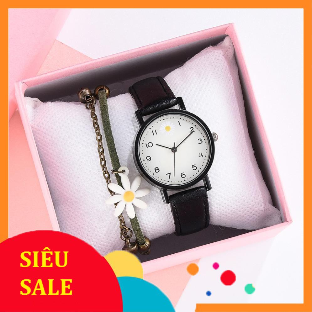 [SALE] Đồng hồ thời trang nữ Mstianq MSHC03 mặt số dể dàng xem giờ, họa tiết hoa cúc cực đẹp, dây da mềm êm tay .
