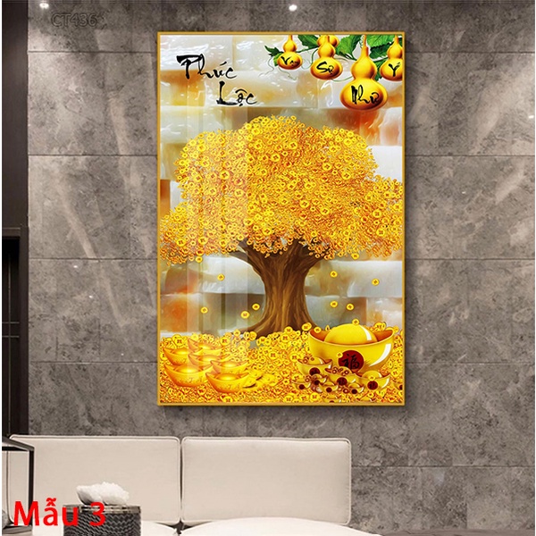 Tranh Laminate Tráng Gương - Mừng Tân Gia - Cây Tài Lộc
