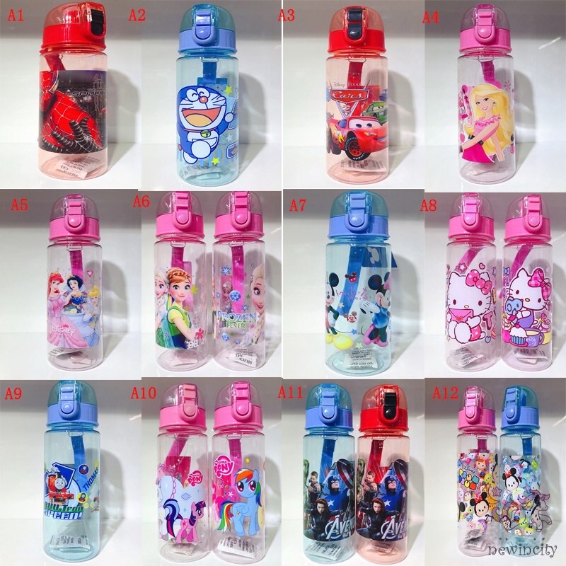Bình nước elsa, công chúa, doremon, ô tô.. cho bé 550ml. nhựa an toàn