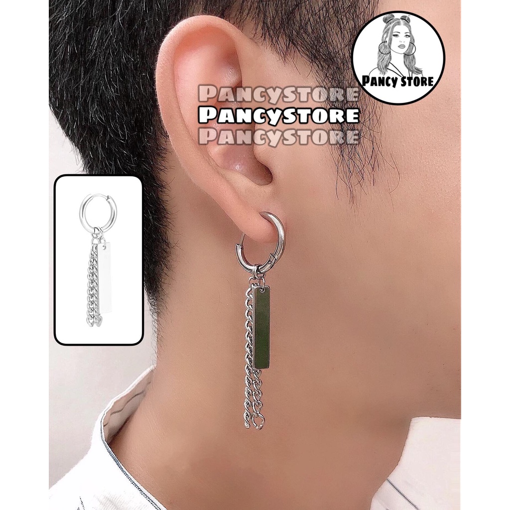 bông tai nam nữ thanh xích khuyên tai titan không gỉ