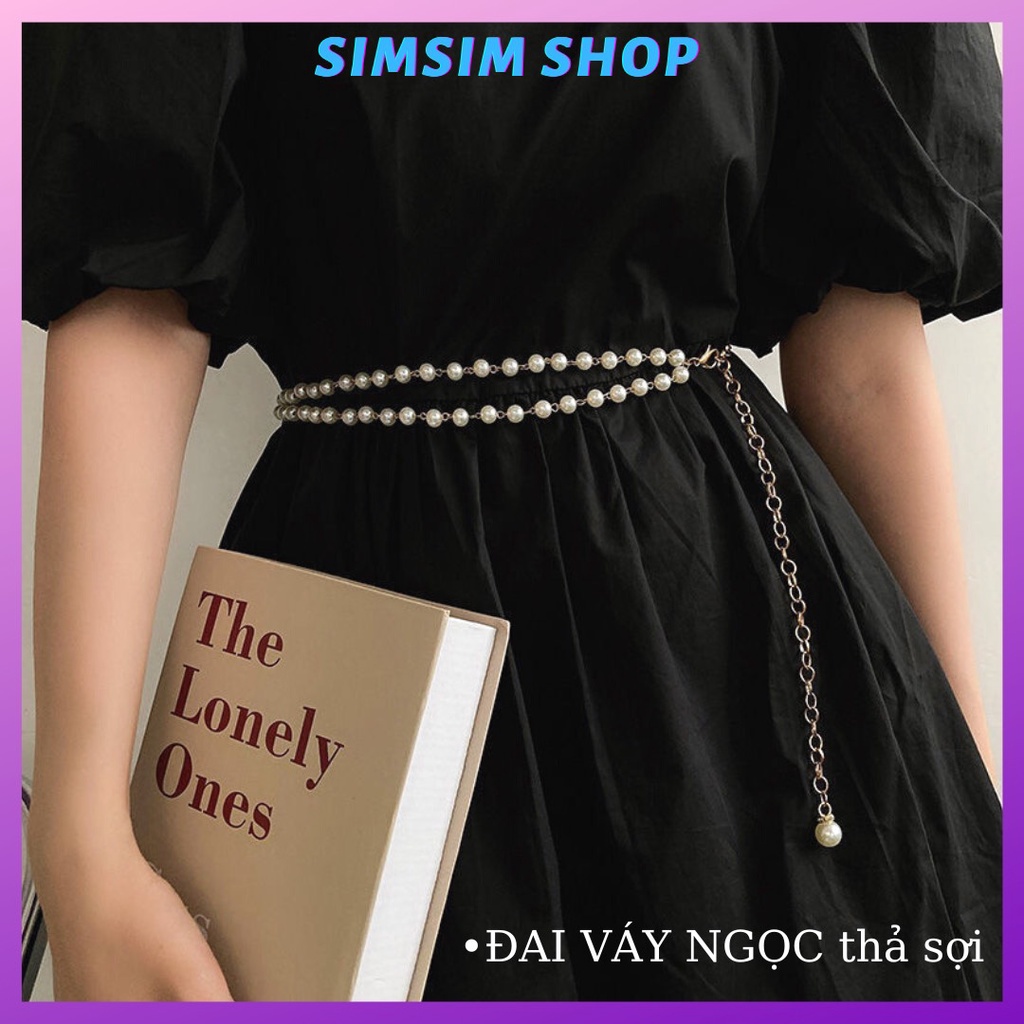 Đai váy ngọc trắng phối xích thả sợi tiểu thư xinh xắn ĐV030- Belt nịt váy đầm ngọc nhẹ nhàng bản nhỏ Sim Sim Shop