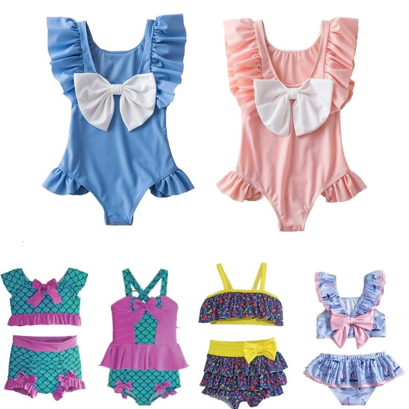 Baby Girls Vocation Đồ bơi Một mảnh Áo tắm Dễ thương Gril Trẻ em Mùa hè Rắn Bow Tắm Đồ đi biển