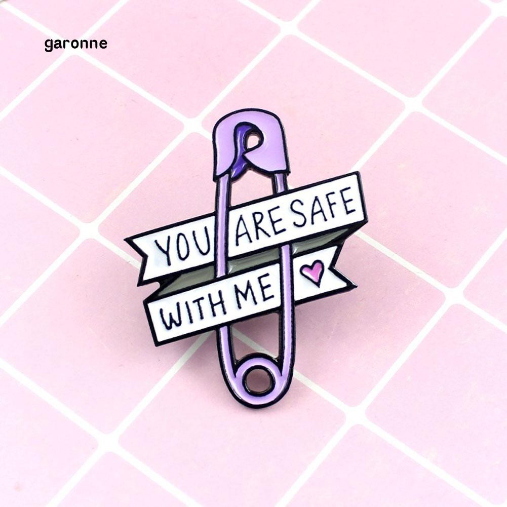 Ghim cài áo hình kim băng gắn chữ You Are Safe With Me đáng yêu cho nữ