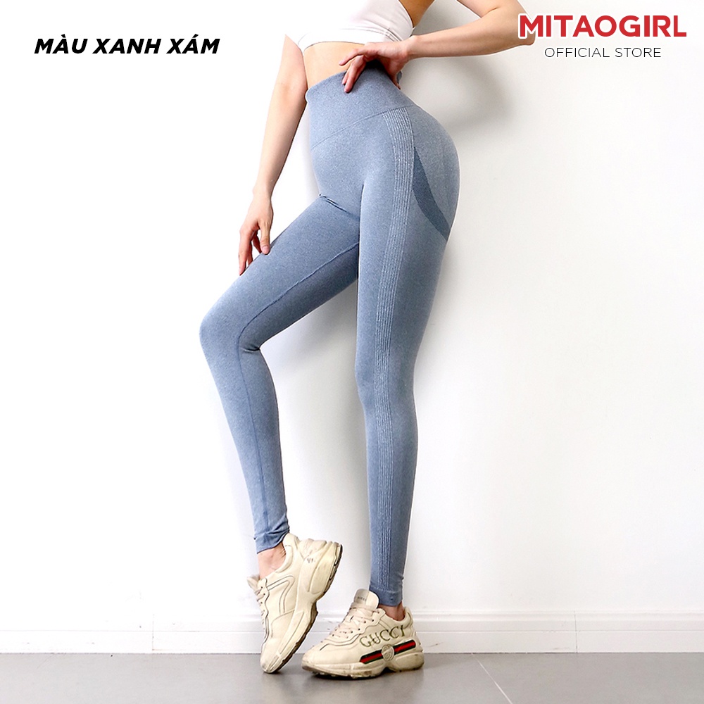 Quần tập gym yoga nữ MITAOGIRL có chun mông dáng legging dài chất vải dệt kim co giãn cạp cao nâng mông