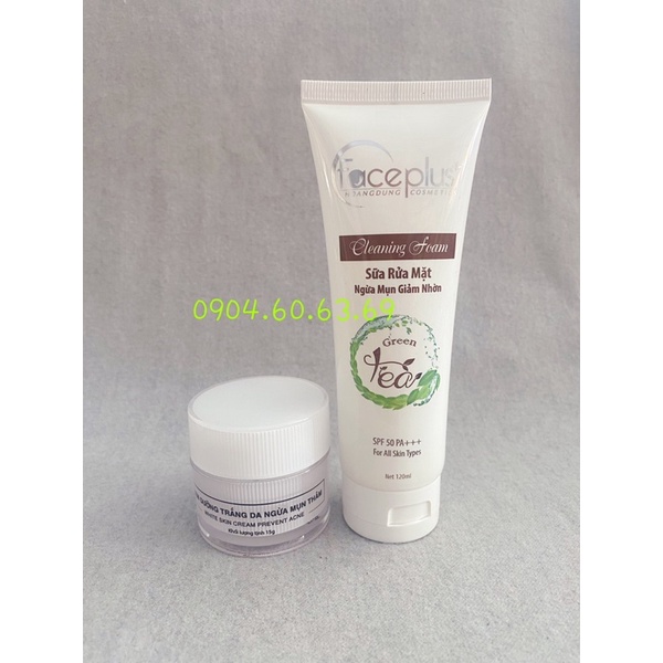 Combo 2in1 Kem FACEPLUS 15g Dưỡng Trắng Da Ngừa Mụn Thâm Face Plus